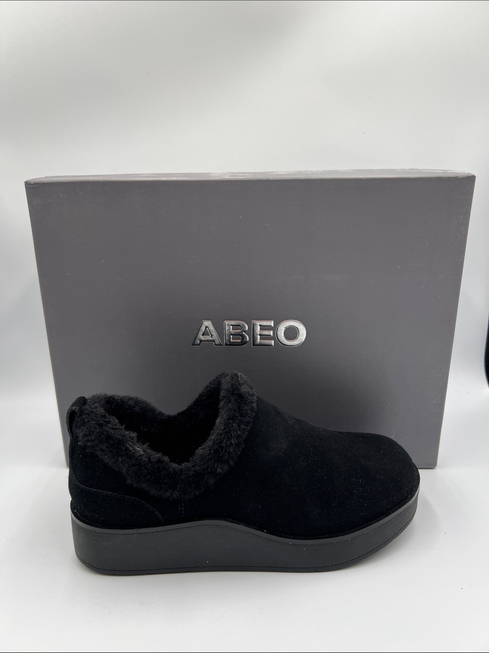 Abeo Pioneer Bootie shoe ankle boot black suede leather faux fur women new 5